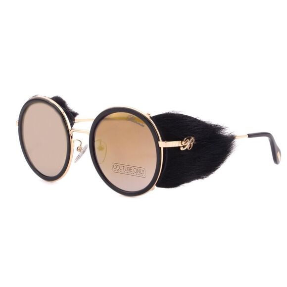 New Blumarine Limited Edition Women Sunglasses SBM-109S-300G Black Gold Mirror - Picture 1 of 10